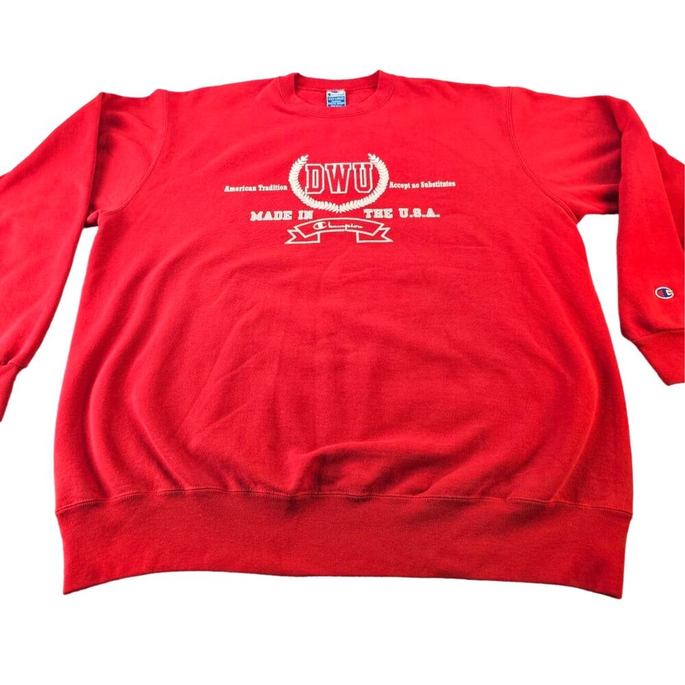 Vintage Champion Adult Unisex XXXL DWU Made USA Sweatshirt Red White Authentic